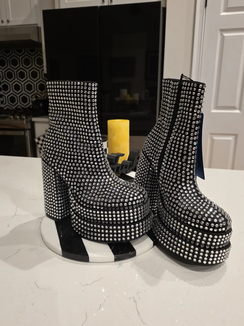 Steve Madden Black Rhinestone Platform Bootie